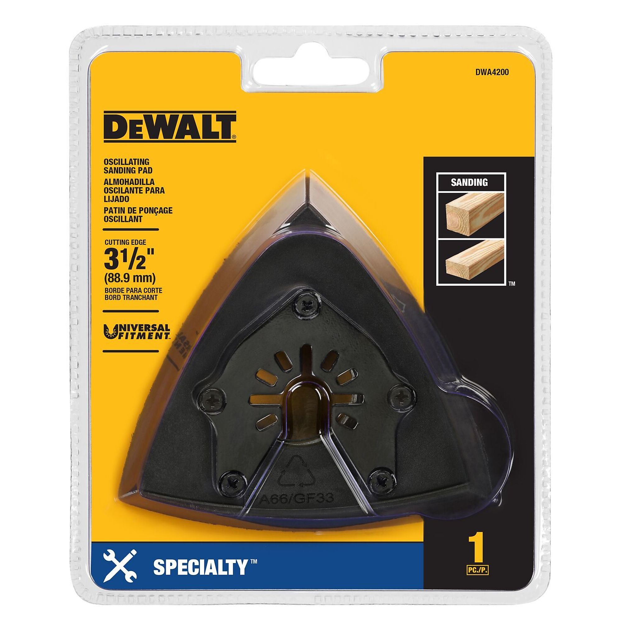 DEWALT, Oscillating Sanding Pad, Pieces (qty.) 1 Length 3.75 in, Model# DWA4200